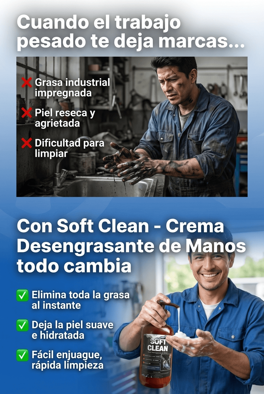Soft Clean - Crema Desengrasante y Desinfectante para Manos